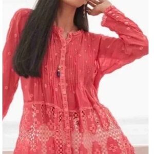 NWT Johnny Was Baez Phaedra Blouse Passion Fruit in Medium